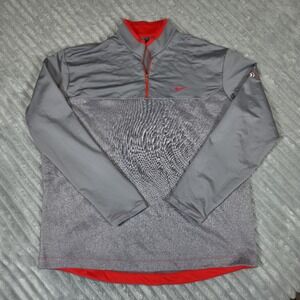 Nike Golf Pullover Mens 2XL Gray Quarter Zip Performance Fleece Sweater Two Tone